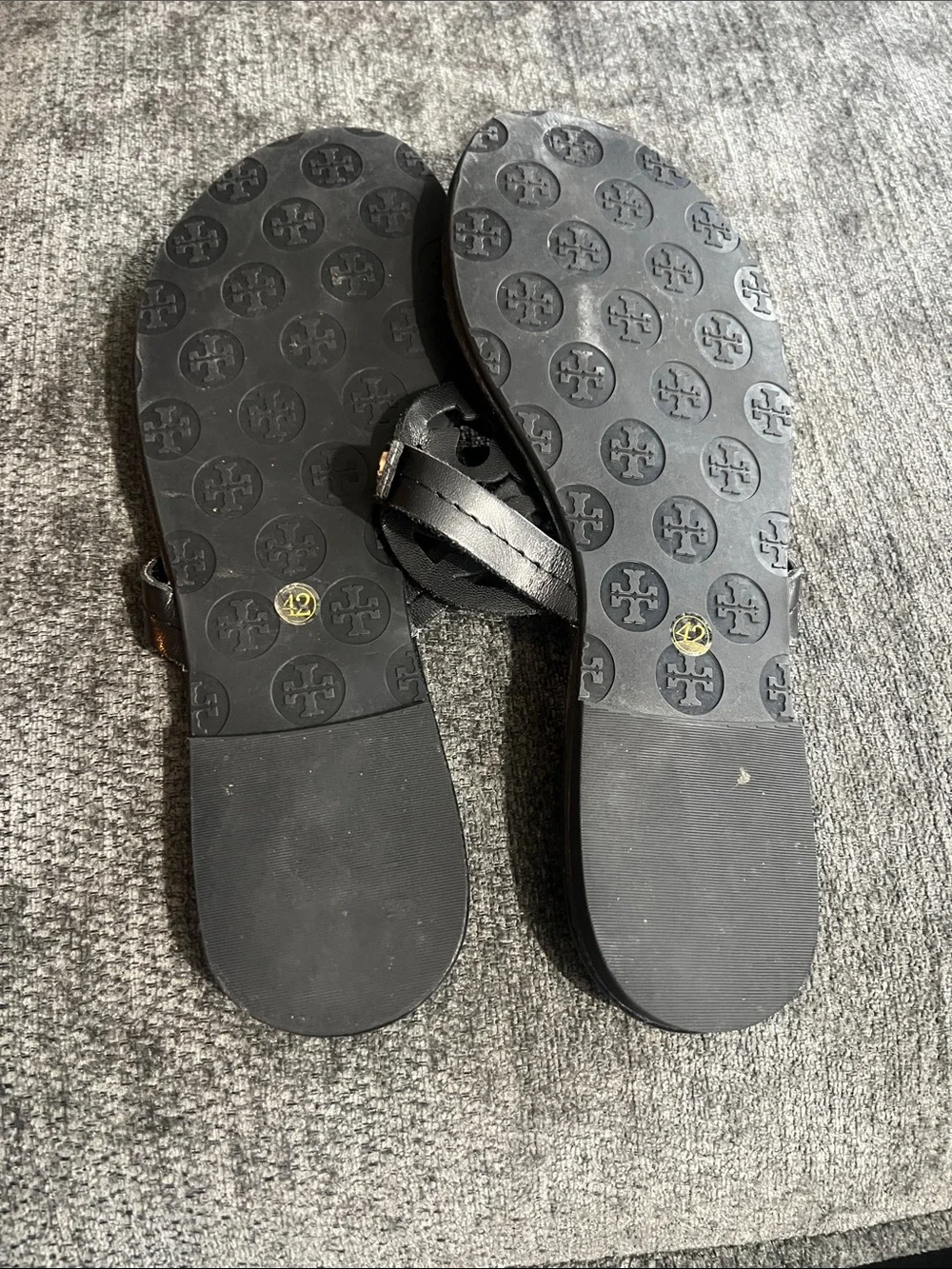 Tory Burch Black leather Logo Thong Sandals
